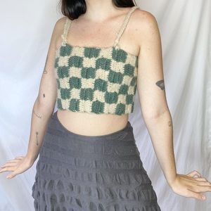 knit checkered tank